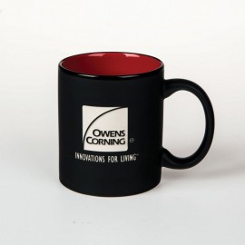 11 Oz. (Bulk Packed) Black Mondrian Ceramic Mug w/Red Interior with Logo  11 Oz. (Bulk Packed) Black Mondrian Ceramic Mug w/Red Interior with Logo