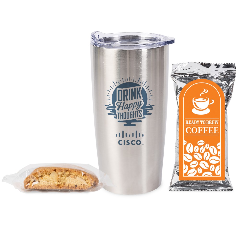 Personalized Coffee Pack and Biscotti Tumbler Set