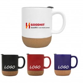 12 oz Cork Base Splash-Proof Ceramic Coffee Mug w/ Lid & Handle with Logo