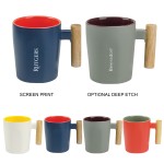 Personalized Wood Handle Ceramic Coffee Mug, 15 oz