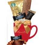 Logo Branded Starbucks Coffee, Godiva and Ghirardelli Gift Mug (Red)