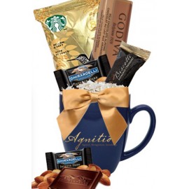 Starbucks Coffee, Godiva and Ghirardelli Gift Mug (Navy Blue) with Logo