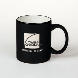 11 Oz. (Bulk Packed) Black Mondrian Ceramic Mug w/White Interior with Logo