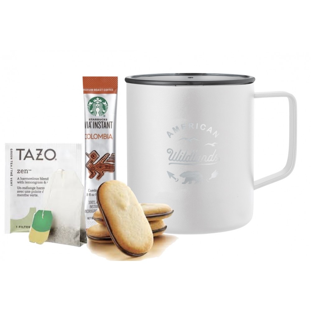 Custom Stainless Tumbler with Starbucks Coffee, Tea & Cookies