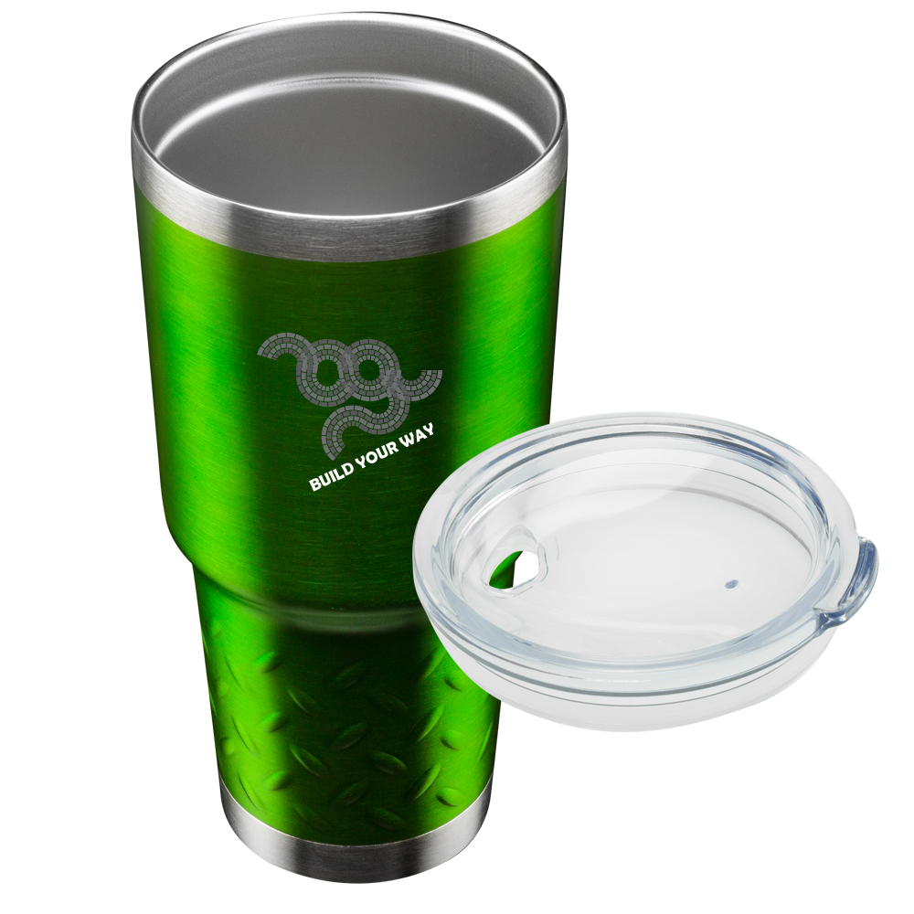 30 Oz. Stainless Steel Travel Tumbler w/Tire Grip Custom Printed 30 Oz. Stainless Steel Travel Tumbler w/Tire Grip Custom Printed