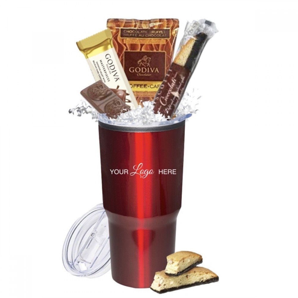 Custom Holiday Red Godiva Coffee & Chocolate Gift Tumbler