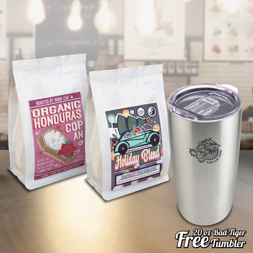 Direct Trade Specialty Coffee - Two Bags Gift, Free Bad Tiger Tumbler Gift Custom Imprinted