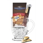 Logo Branded Glass Mug with Cocoa, Chocolate and Cookie