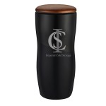 12 oz. Ceramic Tumbler with Wooden Lid with Logo