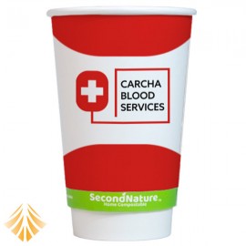 SecondNature Custom Compostable 16oz Double Wall Hot Paper Cups with Logo