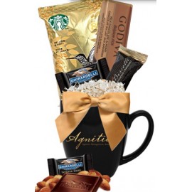 Personalized Starbucks Coffee, Godiva and Ghirardelli Gift Mug (Black)