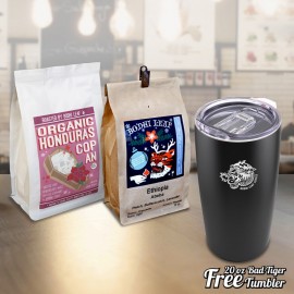 Promotional Direct Trade Specialty Coffee - Two Bags Gift, Free Bad Tiger Tumbler Gift