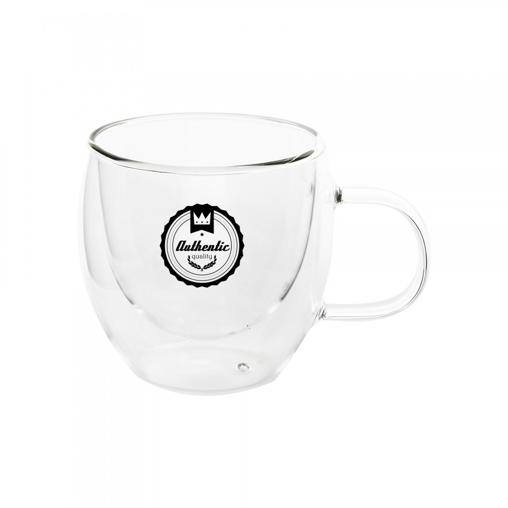 5 Oz. Heat Resistant Double Wall Tea & Coffee Glass Mug with Logo
