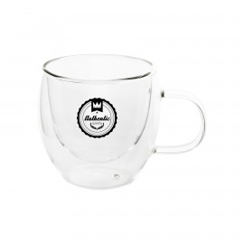 5 Oz. Heat Resistant Double Wall Tea & Coffee Glass Mug with Logo