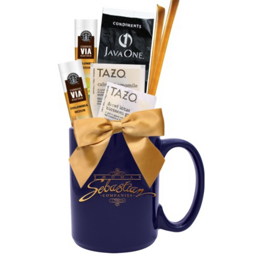 Promotional Coffee,Tea, Sugar, Honey Gift Mug (Navy Blue)