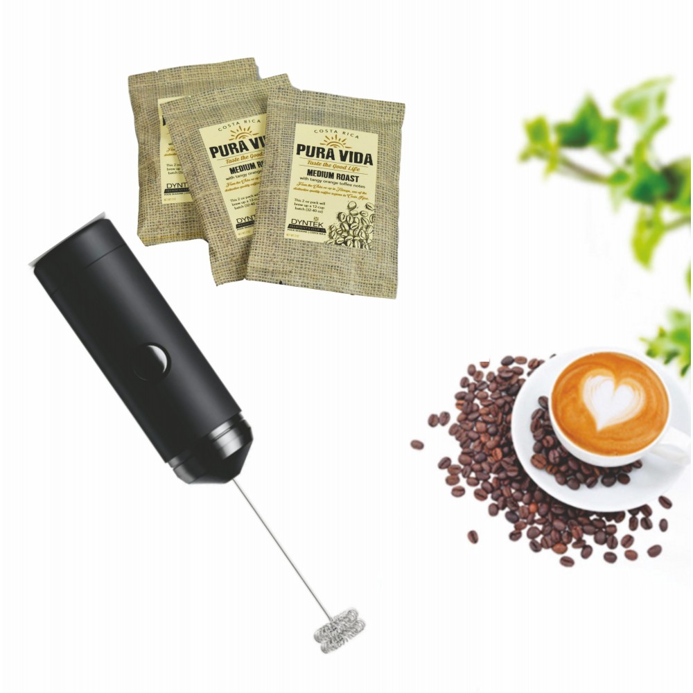 Coffee Lover Kit- Craft Roasted Coffee And Milk Frother with Logo