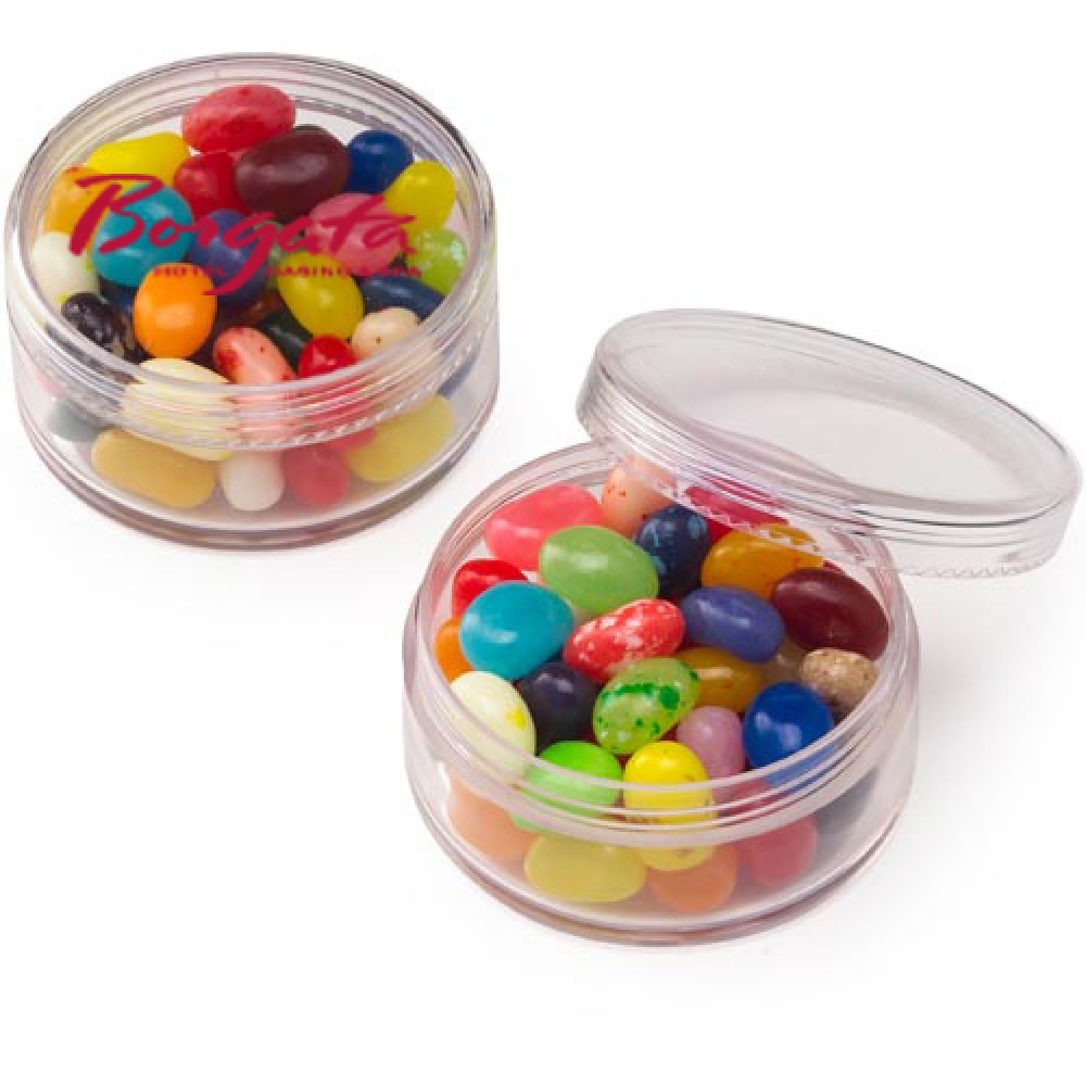 Round Container w/ Jelly Belly Jelly Beans (1.5 Oz.) Logo Branded