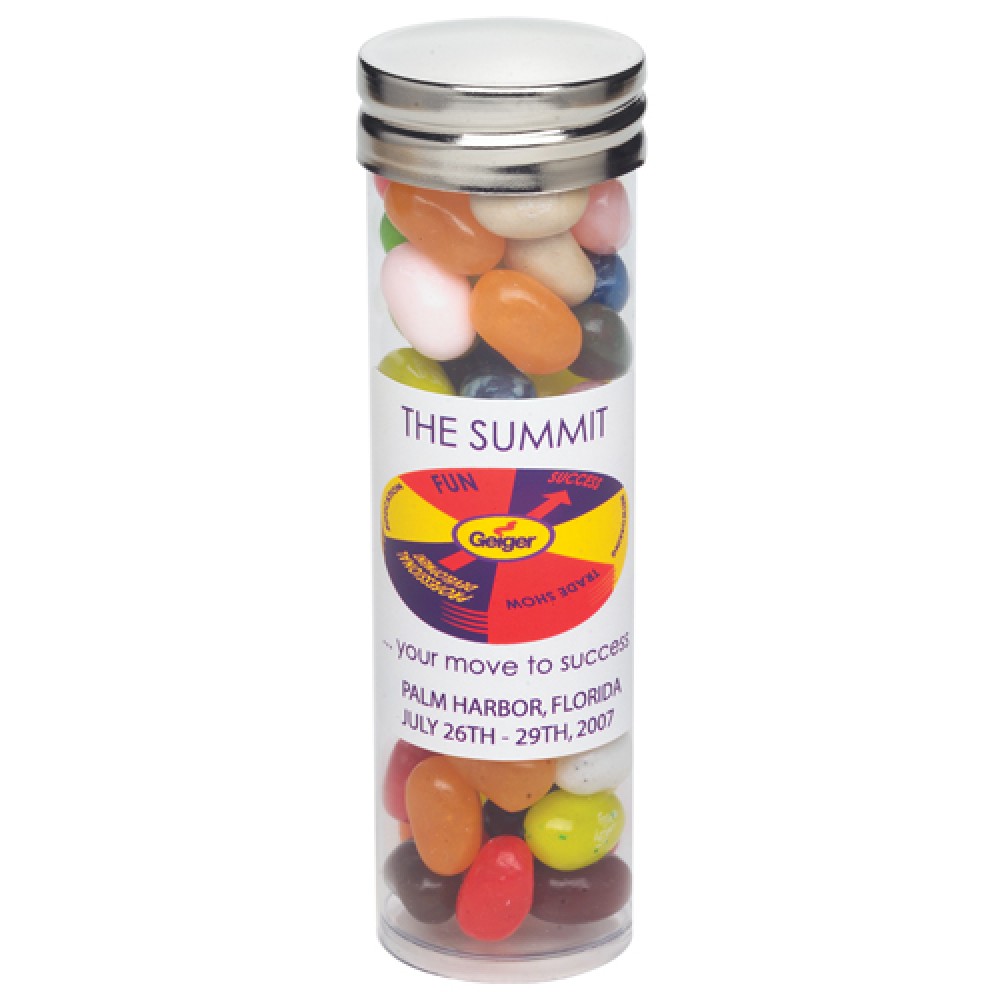 Logo Branded Large Tubes with Silver Cap - Jelly Belly Jelly Beans