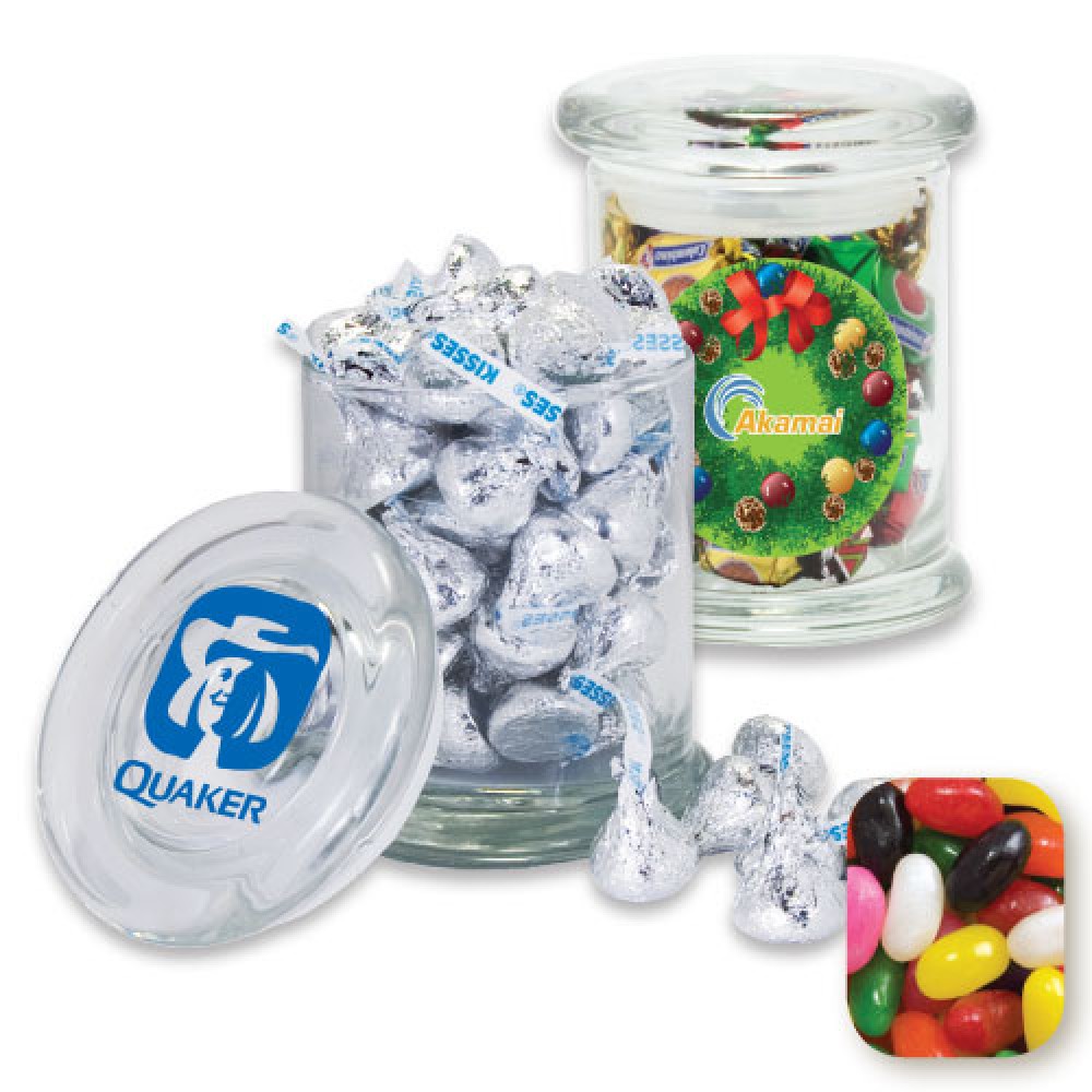 Gourmet Glass Jar Filled w/ Assorted Jelly Beans Logo Branded