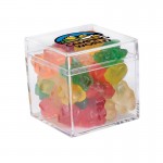 Cube Shaped Acrylic Container With Gummy Bears Custom Printed