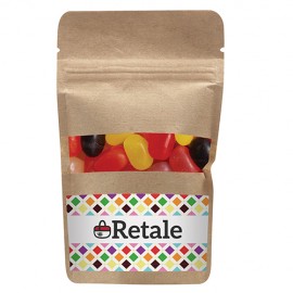 Resealable Kraft Window Pouch w/ Assorted Jelly Beans with Logo