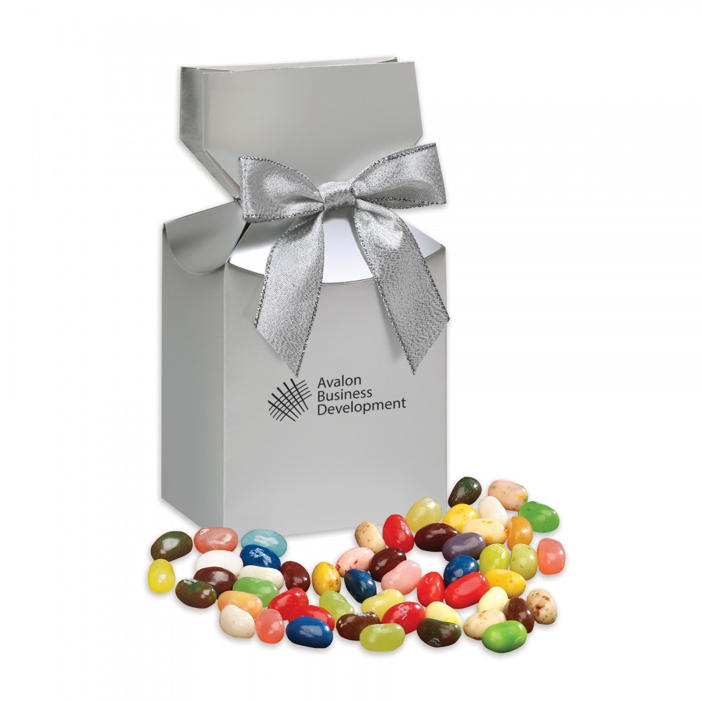 Silver Premium Delights Gift Box w/Jelly Belly Jelly Beans Custom Imprinted
