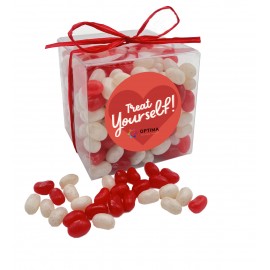Lovely Acetate Cube with Red & White Jelly Belly Jelly Beans with Logo  Lovely Acetate Cube with Red & White Jelly Belly Jelly Beans with Logo