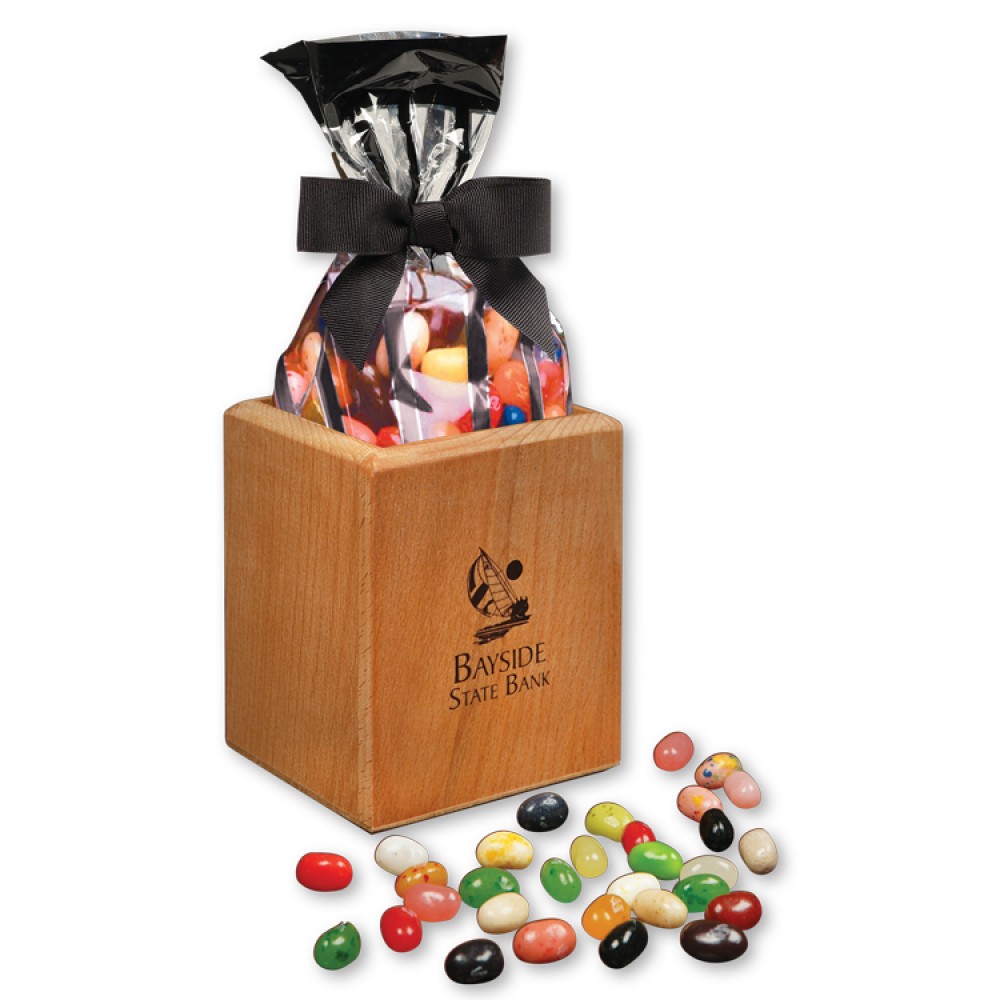 Hardwood Pen & Pencil Cup w/Gourmet Jelly Beans Custom Printed Hardwood Pen & Pencil Cup w/Gourmet Jelly Beans Custom Printed