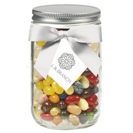 12 Oz. Glass Mason Jar w/ Jelly Belly Jelly Beans Logo Branded