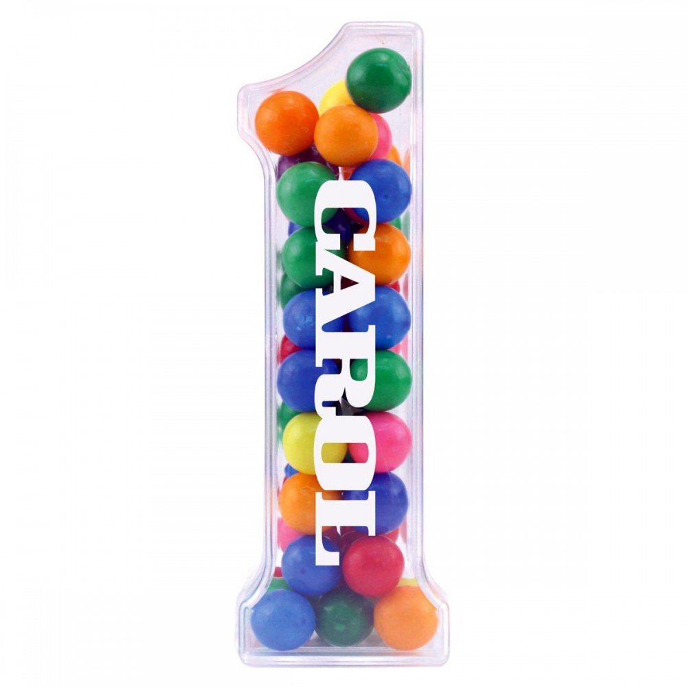 Custom Printed Plastic Number One Shape Container w/ Filling Custom Printed Plastic Number One Shape Container w/ Filling