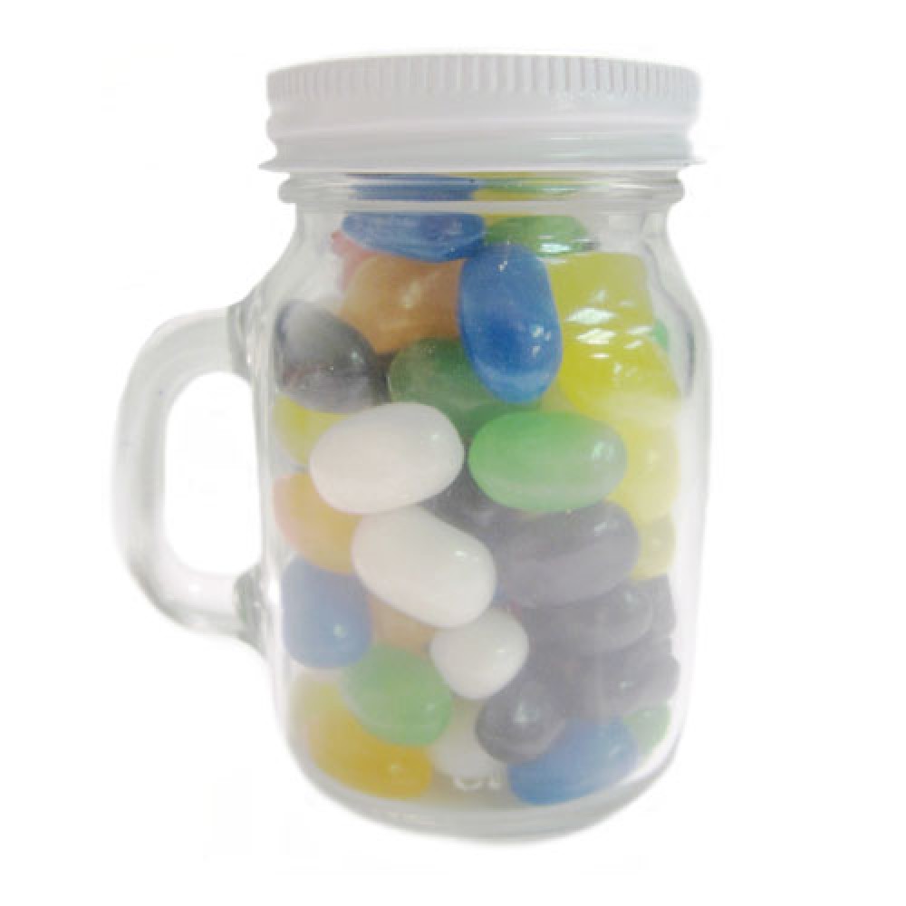 Glass Mini Mason Jars- Gourmet Jelly Beans Custom Imprinted