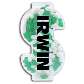 Custom Imprinted Plastic Dollar Sign Shape Candy Container w/ Jelly Beans