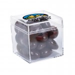 Cube Shaped Acrylic Container With Chocolate Almonds Custom Printed
