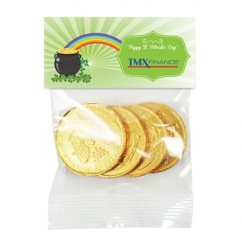 Custom Chocolate Gold Coins in Header Bag (1 Oz.)