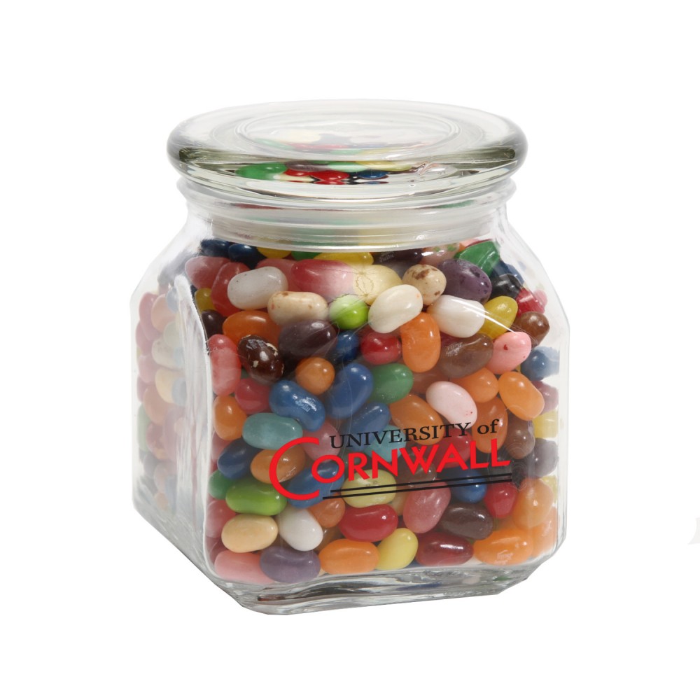 Logo Branded Jelly Belly Candy in Med Glass Jar Logo Branded Jelly Belly Candy in Med Glass Jar