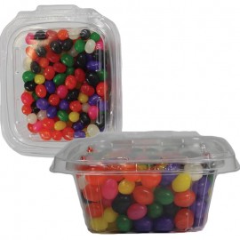 Custom Printed Safe-T-Fresh Square Container with SAFET-SQ Jelly Beans, Gummy Bears