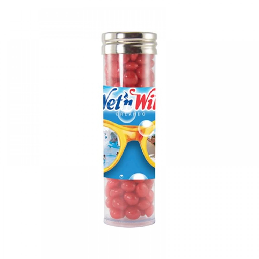Custom Printed Gourmet Plastic Tube (Large) - Red Hots, Jelly Beans, Gum