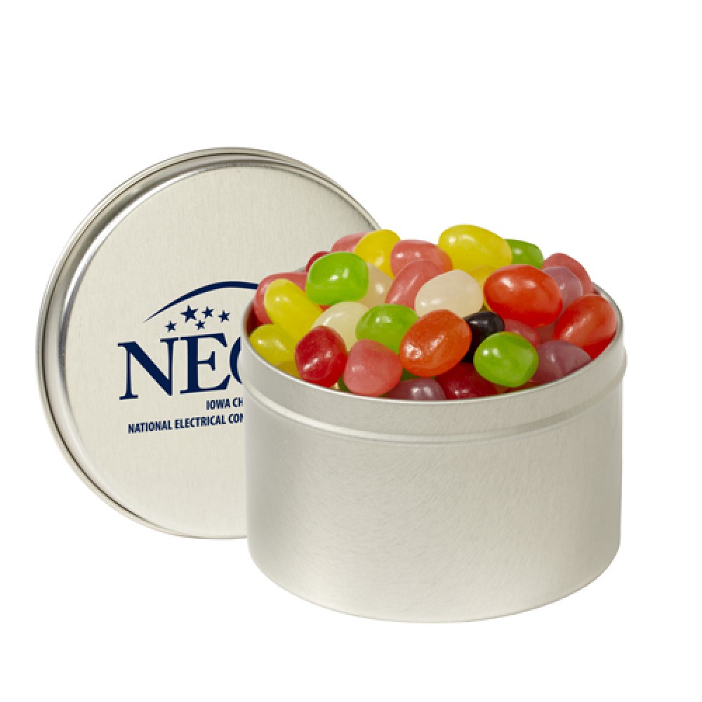 Round Tin (1/4 Quart) - Jelly Beans (Assorted) Custom Imprinted