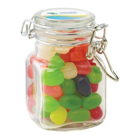 Logo Branded Glass Hinge Top Jar - Assorted Jelly Beans  Logo Branded Glass Hinge Top Jar - Assorted Jelly Beans