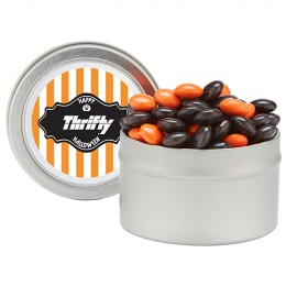 Promotional Candy Cauldron Tin w/ Halloween Chocolate Buttons  Promotional Candy Cauldron Tin w/ Halloween Chocolate Buttons