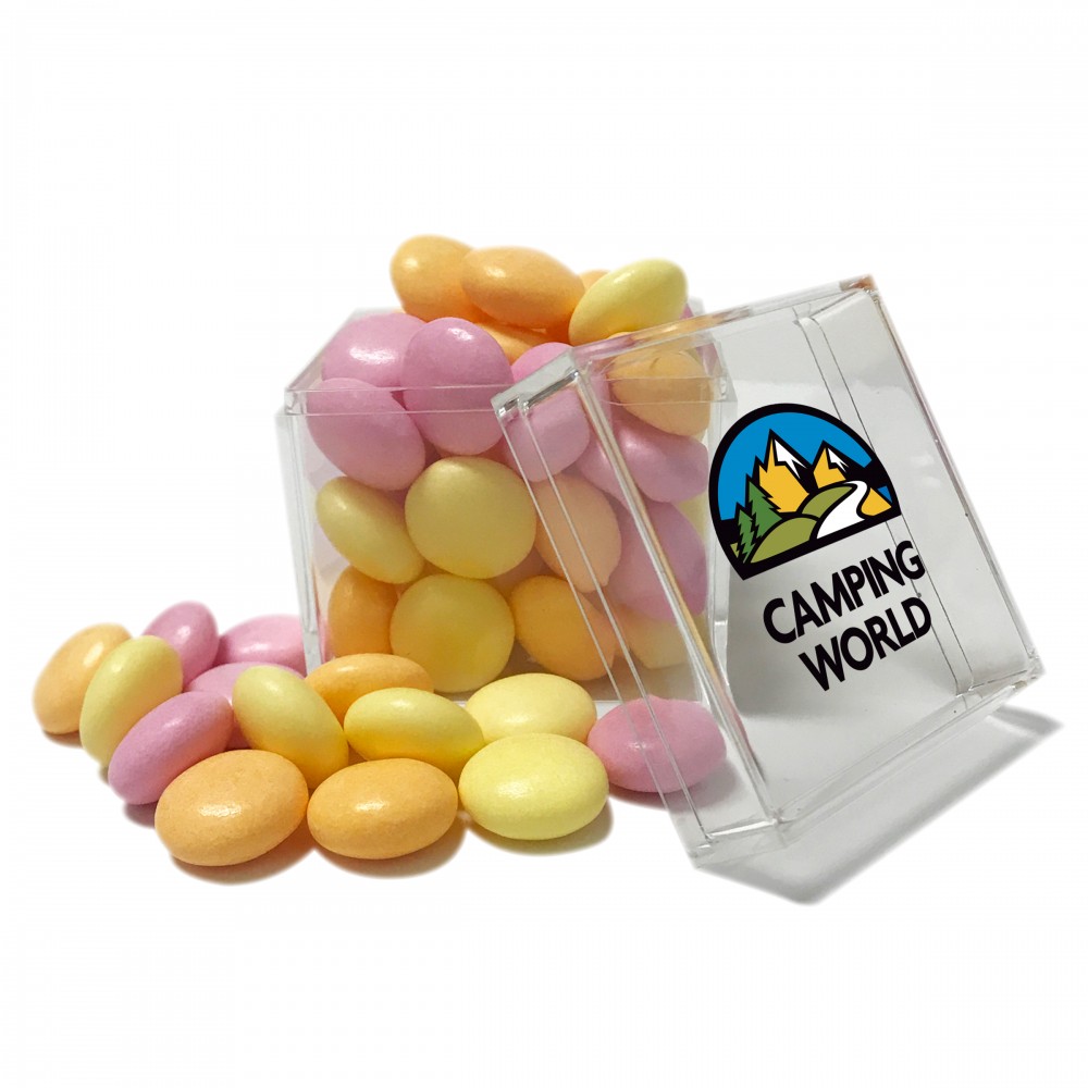 Custom Imprinted Cube Shaped Acrylic Container With Candy
