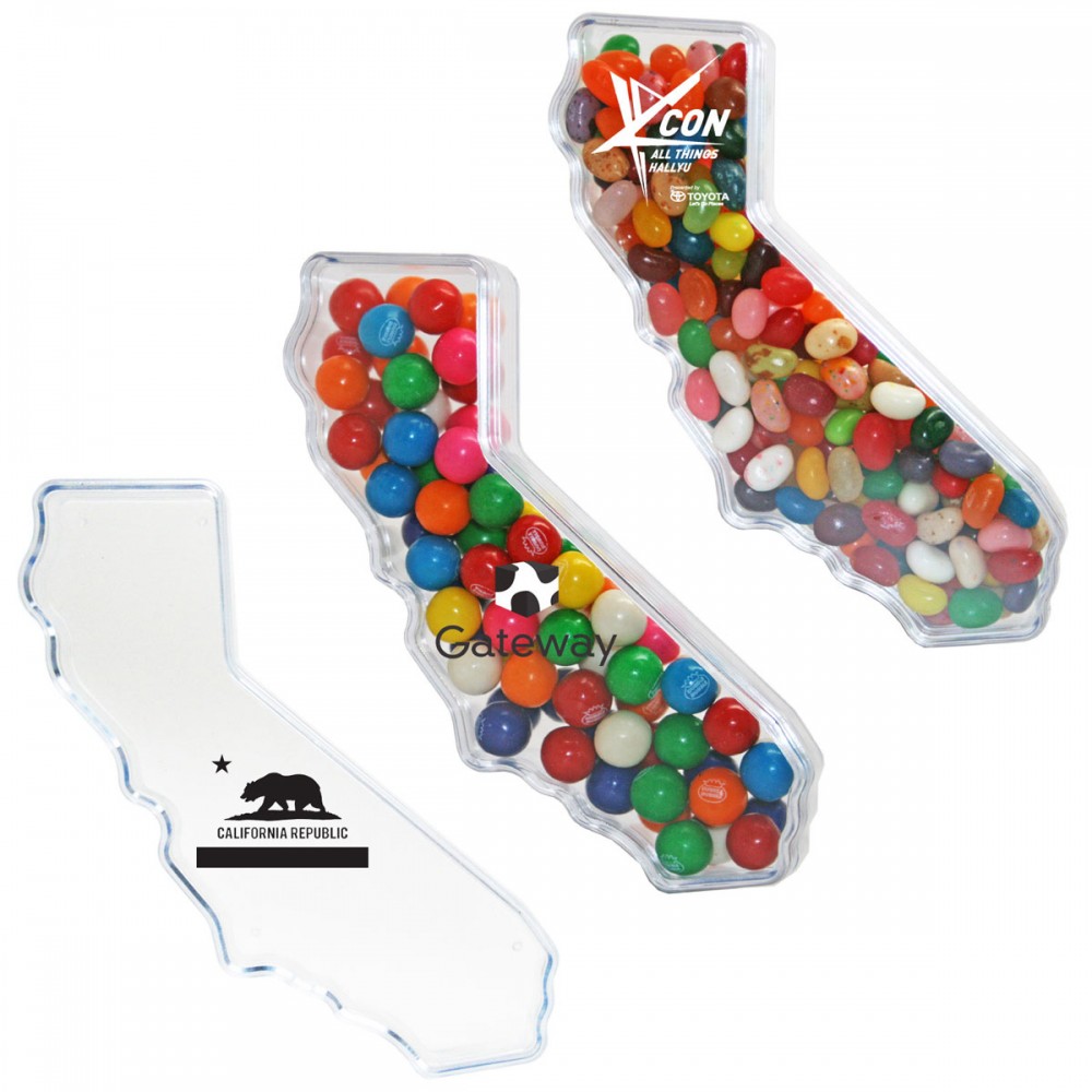 Custom Imprinted California State Shape Plastic Candy Container