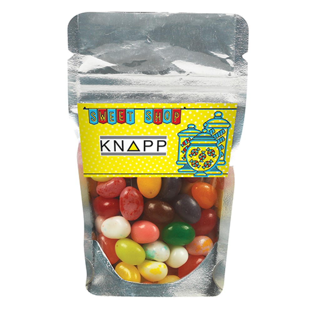 Custom Printed Resealable Clear Pouch w/ Jelly Belly Jelly Beans