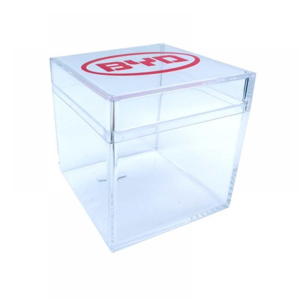Cube Shaped Acrylic Container Empty Custom Imprinted