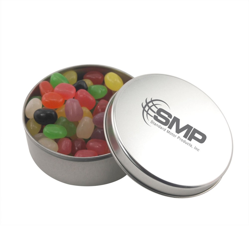 Round Tin w/Jelly Beans Custom Imprinted