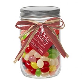 12 Oz. Glass Mason Jar w/ Raffia Bow (Assorted Jelly Beans) with Logo