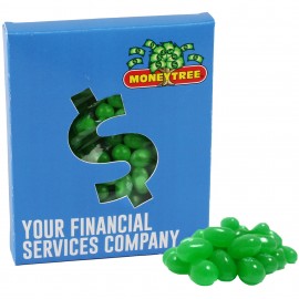 Personalized Dollar Sign Window Box with Green Jelly Belly Jelly Beans