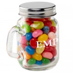 Glass Mini Mason Jar w/ Handle - Jelly Belly Jelly Beans Custom Imprinted