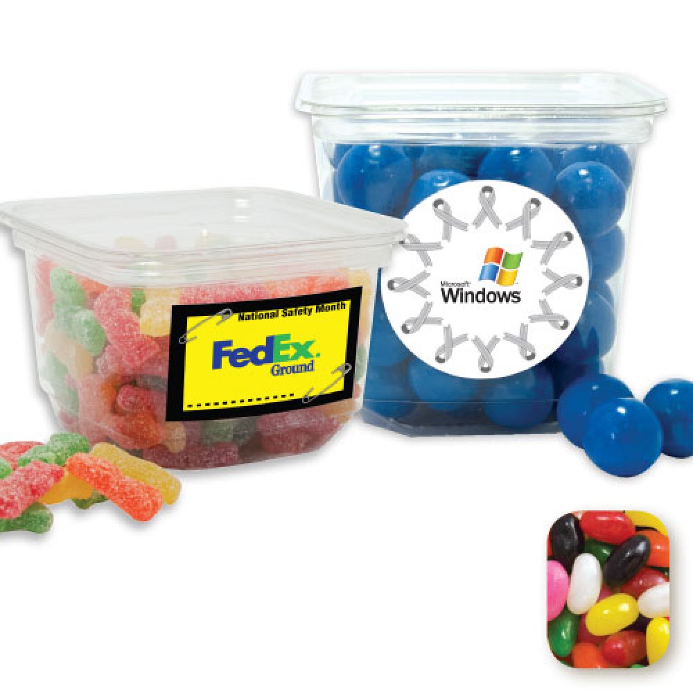 Promotional Large Square Tub Filled w/ Assorted Jelly Beans