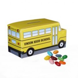School Bus Paper Bank w/ Mini Bag Jelly Belly Logo Branded